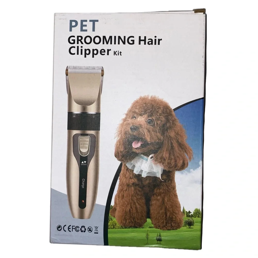 Professional Rechargeable Cordless Pet Grooming Hair Clipper Kit, Gold